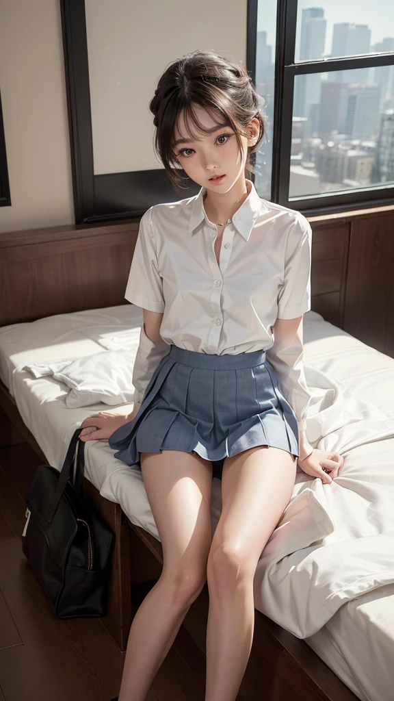 ((((((16 years old))))))、Aya Ueto : 1.2、A charming face、Young face、(((beautiful girl)))、(((A beautiful woman)))、Beautiful woman、Cute woman、Innocent face、((Ultra-detailed face))、((Detailed lips))、((Detailed eyes))、((double eyelid))、(((Beautiful Face)))、(((Beautiful, well-shaped eyes)))、(((Beautiful, well-shaped lips)))、Very Short Hair、ponytail、Pixie cut、BREAK、、BREAK、((((((Wearing school uniform))))))、BREAK、8 heads、(((slender)))、(((Slim body)))、(((Thin body)))、(((Slim woman)))、(((Flat Chest:1.2)))、BREAK、Photographic quality、Natural light、(フォトRealistic:1.4)、(Highest quality:1.2)、(Ultra-high resolution:1.2)、8K、RAW Photos、Realistic、High Detail、Film Grain、Detail Skin、Symmetrical、Delicate skin、Real human skin、pores、Super detailed、Detailed、(masterpiece : 1.2)、Thin face、Sharp Face、Small Face、Small face、Narrow shoulders、Small shoulders、Small shoulders幅、Slim shoulders、Narrow shoulders幅、Beautiful Japanese Woman、Beautiful Korean Woman、Slim womanモデル、Young Gravure Idol、Realistic young gravure idol、Young Sensual Gravure Idol、Young Pretty Gravure Idol、Japanese Model、Young Gravure Idol、((From the knee up))、(((Showing her underwear)))、She is showing off her legs、Leg spread、(arms behind back:1.0)、having sex、Expressions of ecstasy : 1.4、Squirting、missionary position, spread legs, legs up、Her butt is facing me
