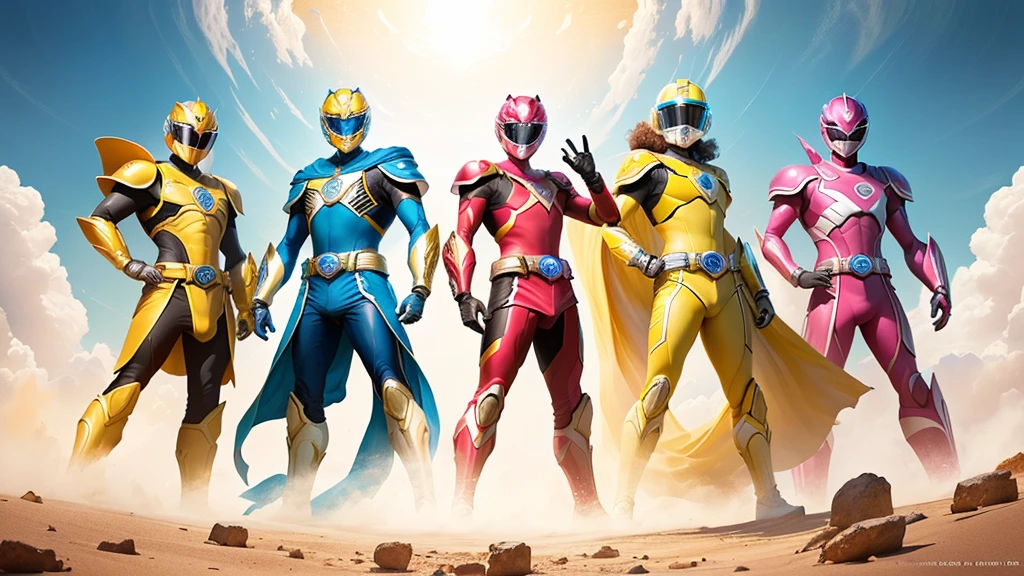 People in colorful costumes々Arabic style image of a group of, Power Rangers film, Vibrant fan art, Power Rangers, Movie promotional images, the secret seventh Power Ranger, Colorful uniforms, Promotional Art, Promotional Art, Daft Punk's Shovel Knight, The Best of Adobe Stock, Power Ranger, Totally extreme, Daft punk style, Promotional Images, Vibrant and dynamic, vibrant and powerful