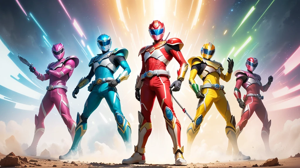 People in colorful costumes々Arabic style image of a group of, Power Rangers film, Vibrant fan art, Power Rangers, Movie promotional images, the secret seventh Power Ranger, Colorful uniforms, Promotional Art, Promotional Art, Daft Punk's Shovel Knight, The Best of Adobe Stock, Power Ranger, Totally extreme, Daft punk style, Promotional Images, Vibrant and dynamic, vibrant and powerful