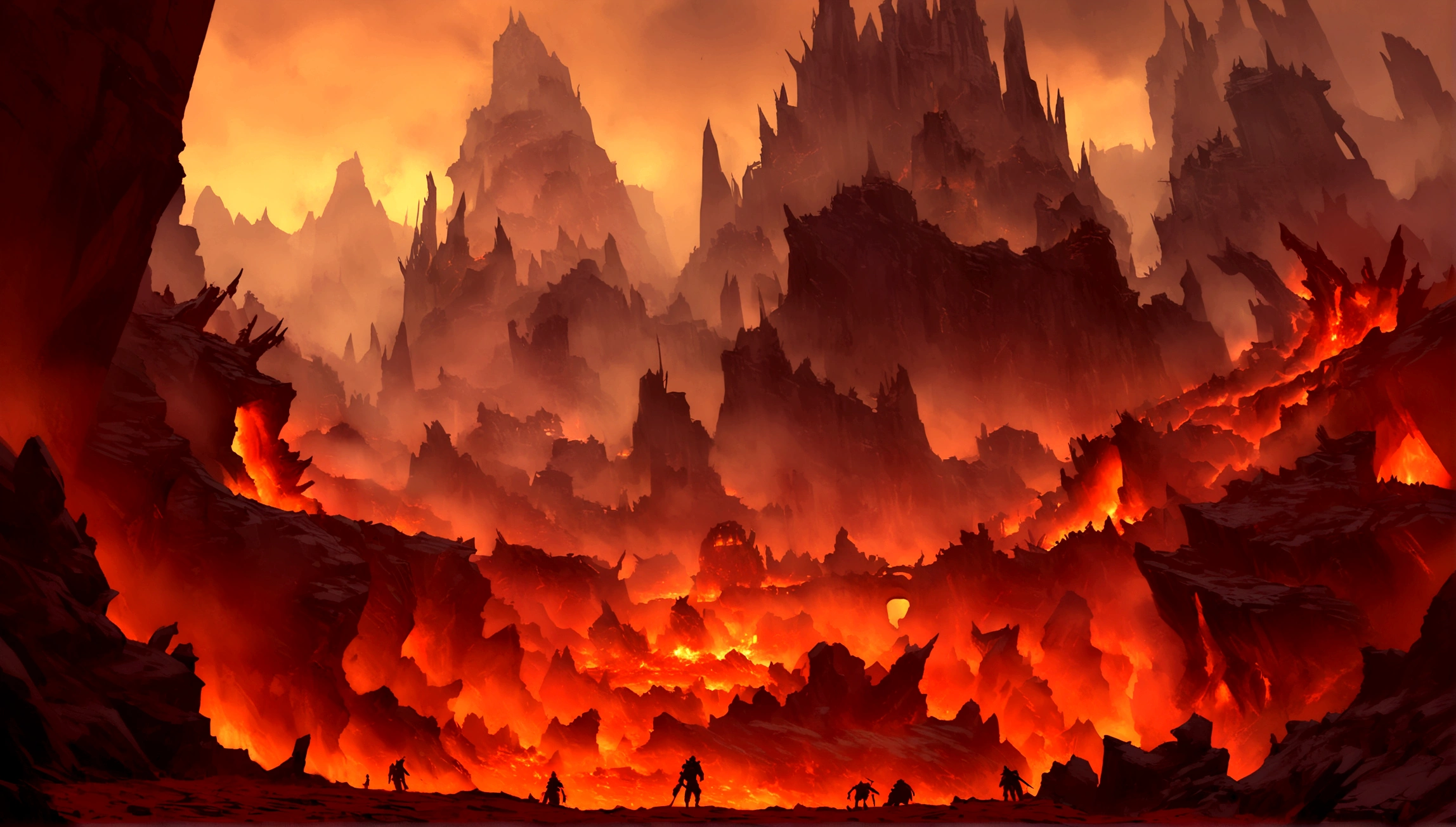 , Hellscape, The bottom of hell, Hell&#39;s Final Battle, Apocalyptic landscape!!!!!, mustafar, Hellish ruins, ! Apocalyptic landscape!!, Awesome D & D The Art of Dark Sun, Door of hell, Door of hell, World of Warcraft concept art, Rescue from the Underworld!!!!!!