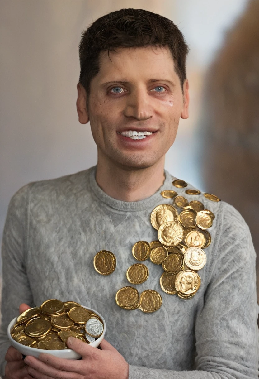 Marcus Licinius Crassus, Roman generates, holding a bag with coins sticking out of it, gold, personification of greed, mocking Roman legionary, by Pogus Caesar, inspired by Pogus Caesar, inspired by Caesar van Everdingen, whoa, Beware the Ides of March, avatar image, portrait of hide the pain harold, insane smile