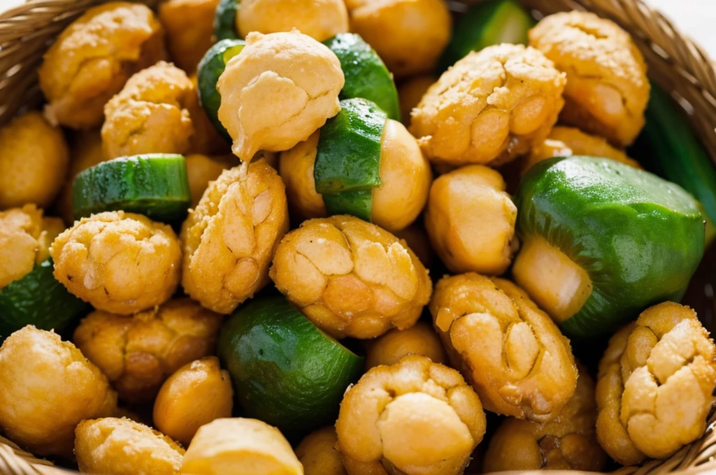 Wheat ears and vegetables close up