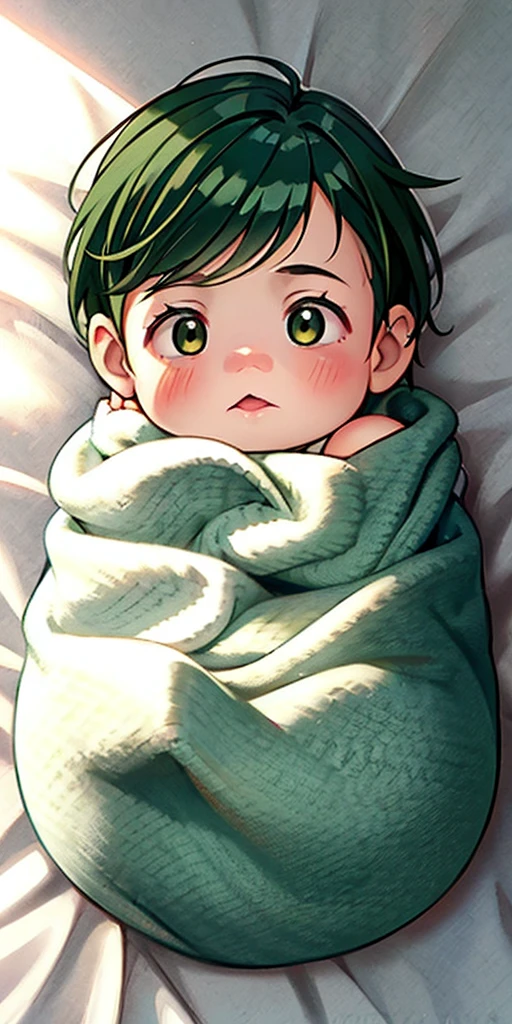 Baby with pink hair and yellow eyes