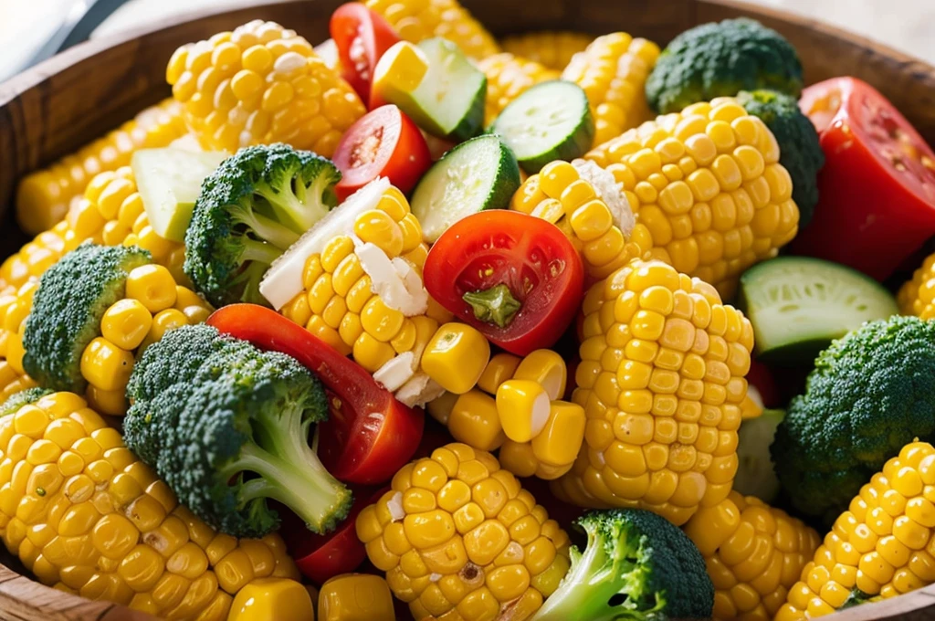 Corn and vegetables close up