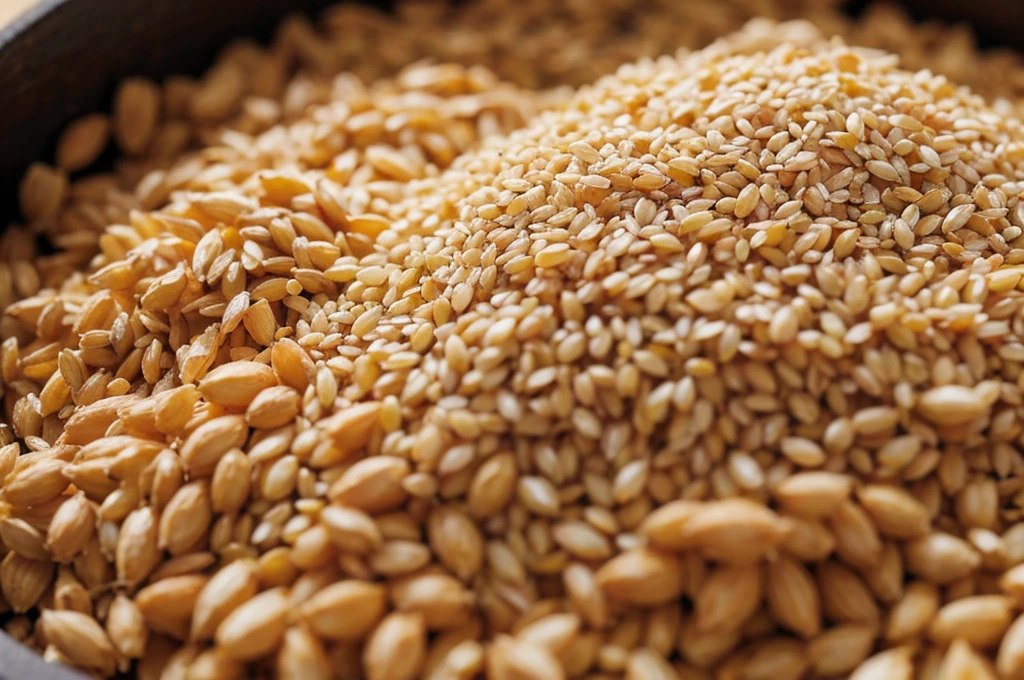 Close-up of freshly picked grains and vegetables