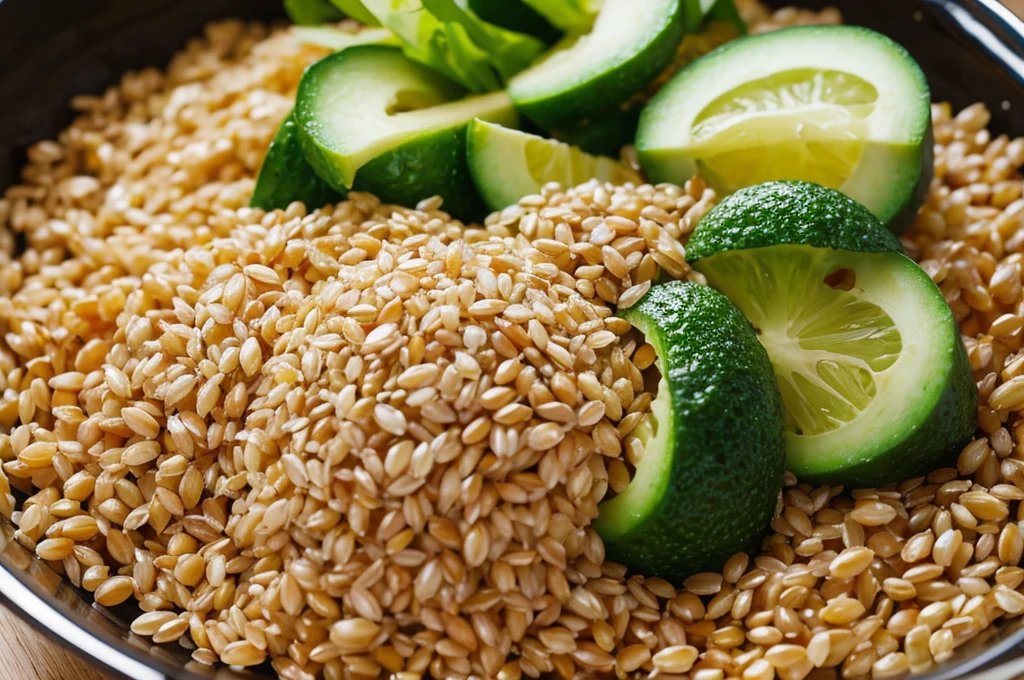 Close-up of freshly picked grains and vegetables