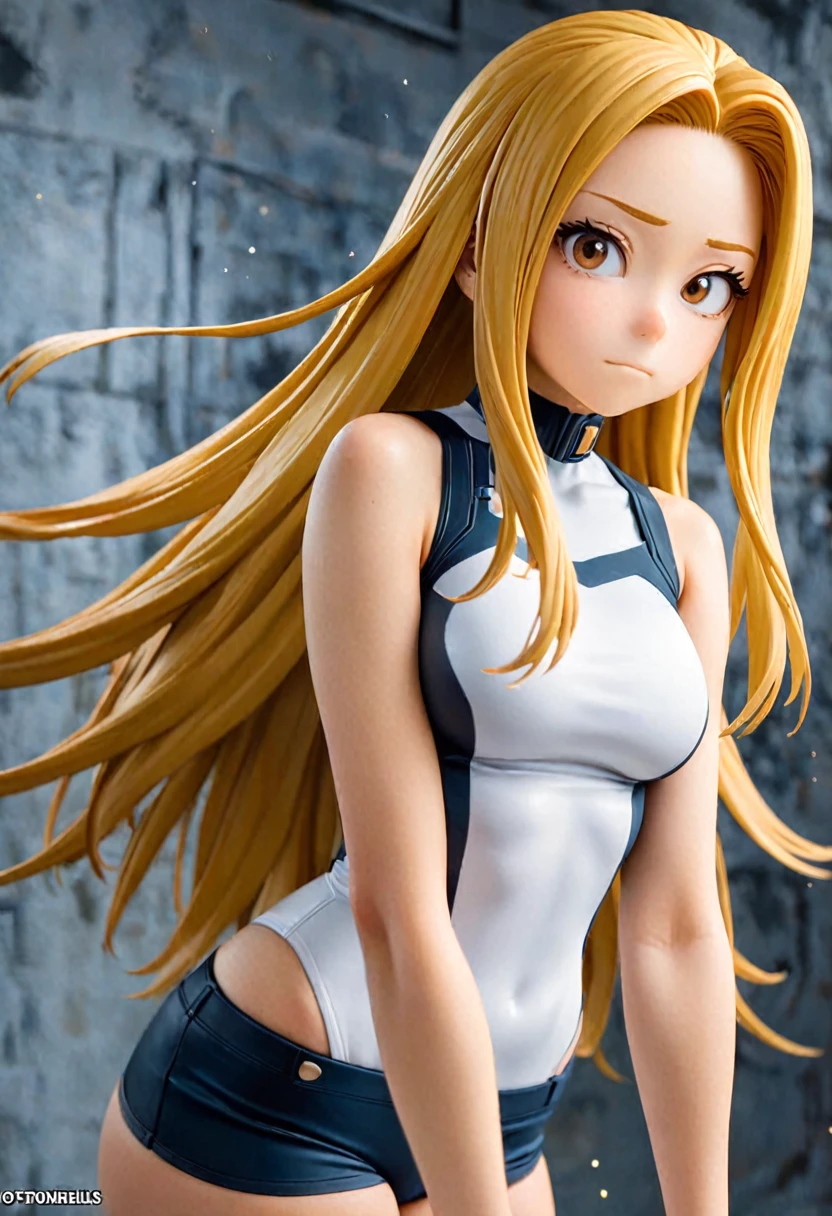 (masterpiece, best quality, detailed), 1girl, solo, looking at viewer, KemiiHS1, long hair, brown eyes, blonde hair, camie utsushimi, my hero academia, my hero academia style