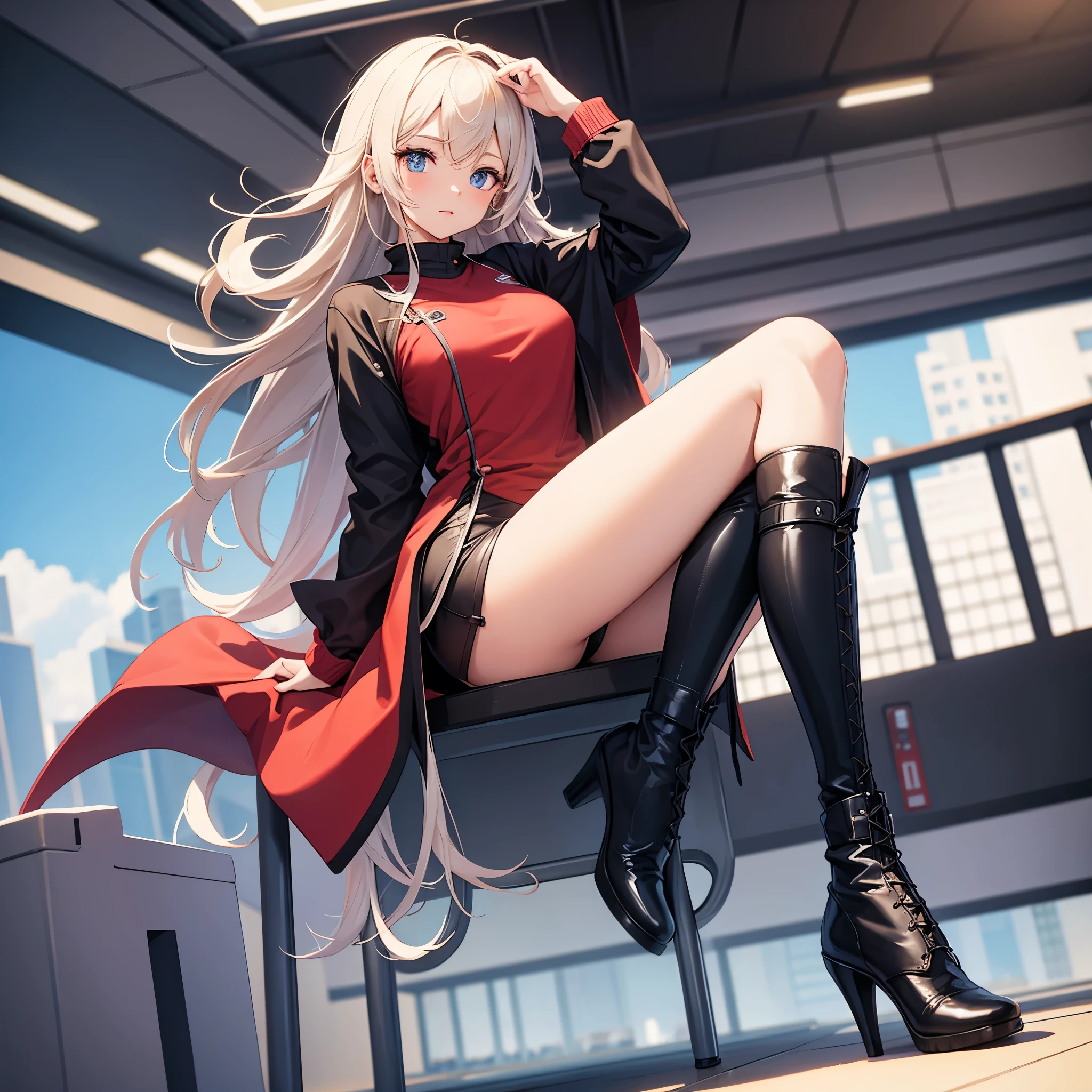 anime girl, high heel boots, leg posing, best quality, leggings, foot close up view only, normal feet