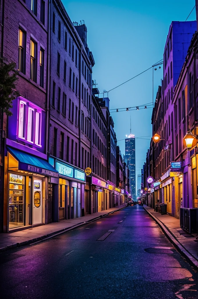 Purple and blue retro city