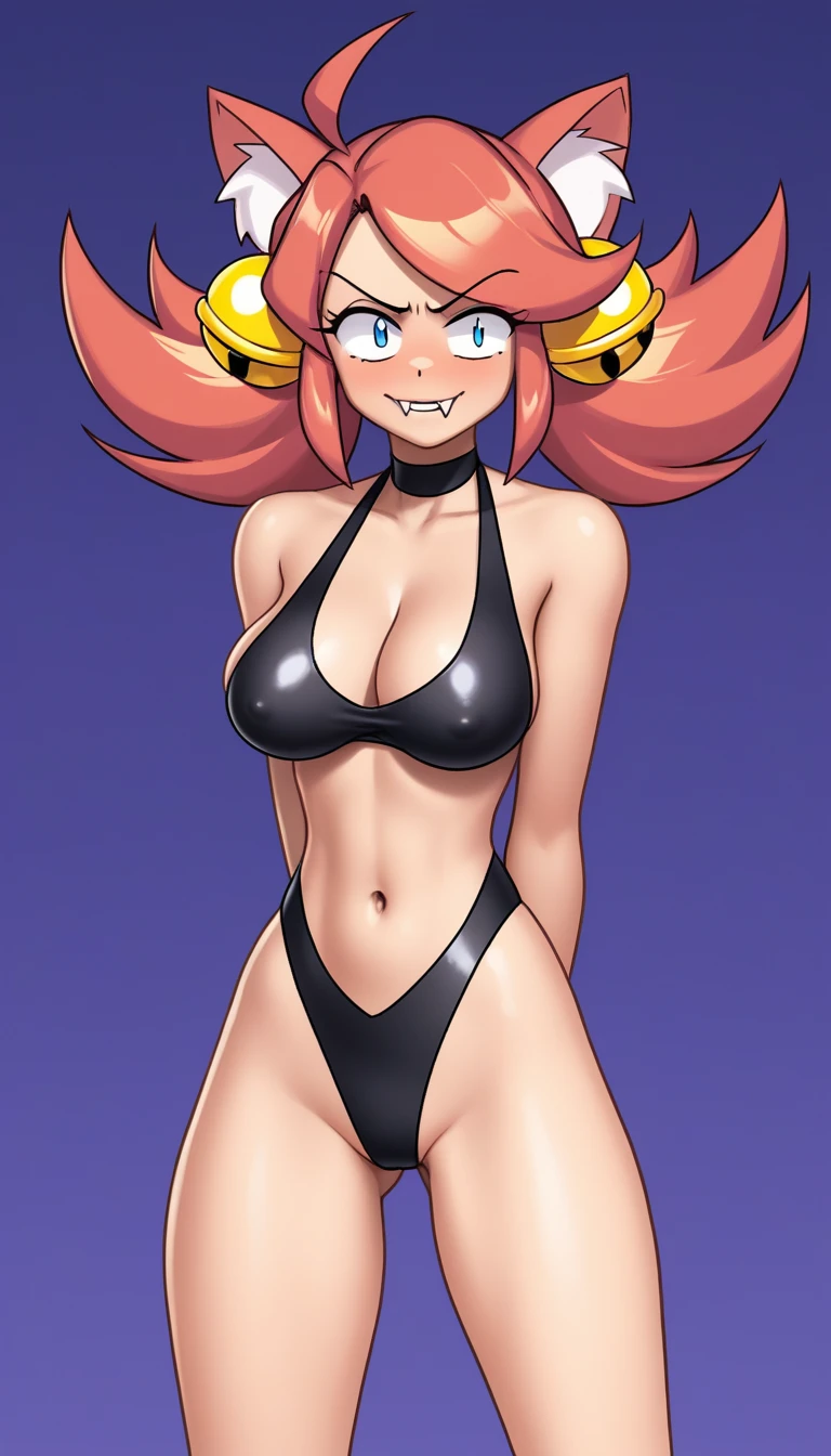 Mad Mew Mew | Undertale Very Very Big tits wearing a black swimsuit with her tits hanging from the sides