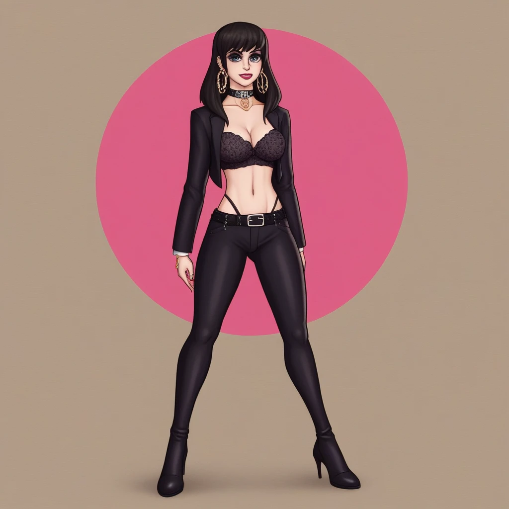 Lacey from Lacey's game wearing a black swimsuit