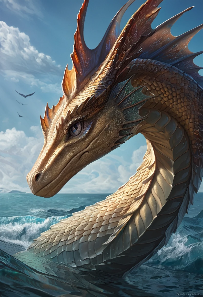 , (super detailed scales:1.27), female sea dragon, One, masterpiece, The best art, Detailed hands, detailed eyes, serious expression, conceptual art, 2023, it's empty here, pressurd res, claws, Long white hair, vertex, gold accessories, glowing green eyes, press, Mesopotamia background, city of Babylon, loincloth