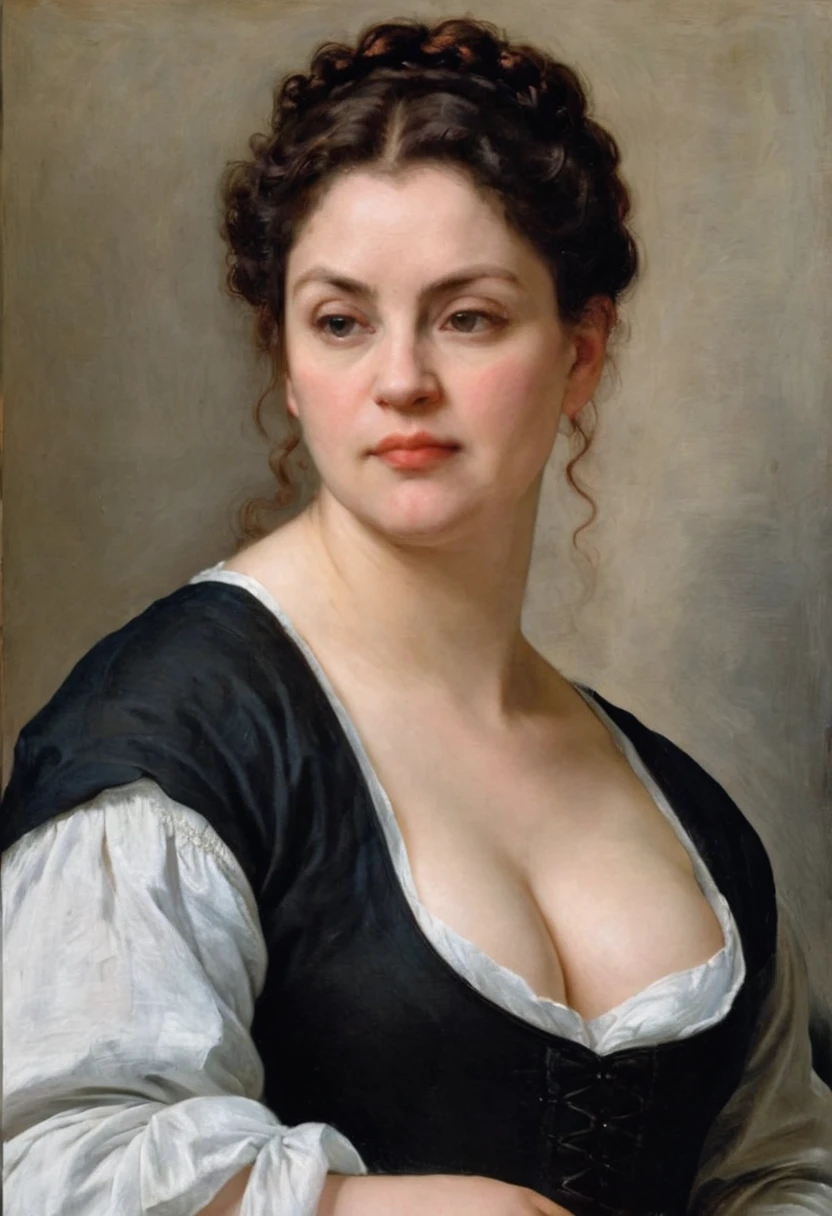 portrait painting of a thick Beautiful middle aged woman, busty maid, extremely gorgeous , by Peter Paul Rubens, in Peter Paul Rubens style, by Caravaggio, intricate, flawless, masterpiece, Best quality, 