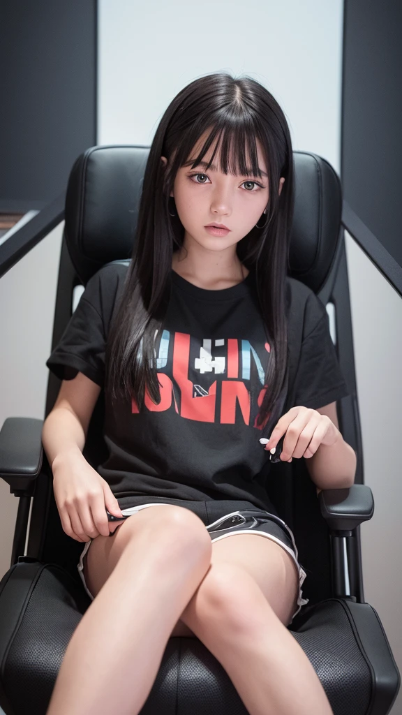4k high quality images
an 18 year old Russian woman, black hair, sitting in a gaming chair like YouTuber Reaction, sitting straight facing the front.
