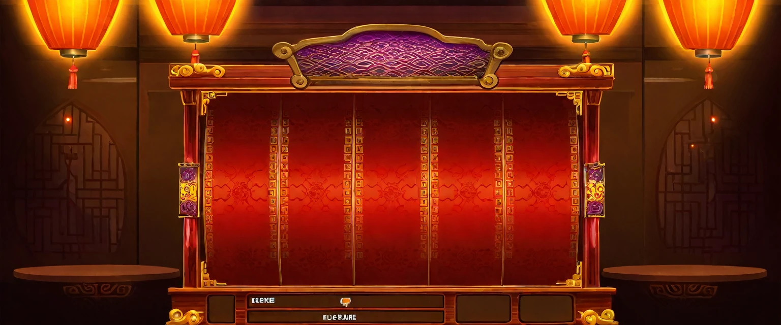 Close up of a red and gold throne with lanterns, game interface, Sliced bread, Game Background, Game Coverage, casino, game interface, background technology, High-quality screenshots, Loading Screen, User Interface Cards, Game Screen, Game Textures, background technologywork, game interface asset design, Random background scenes, Amazing depth, mobile Game Background, tape