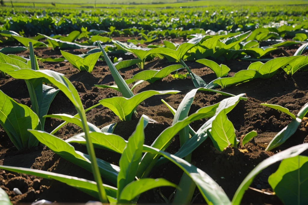 Close up shot of vegetable fields
