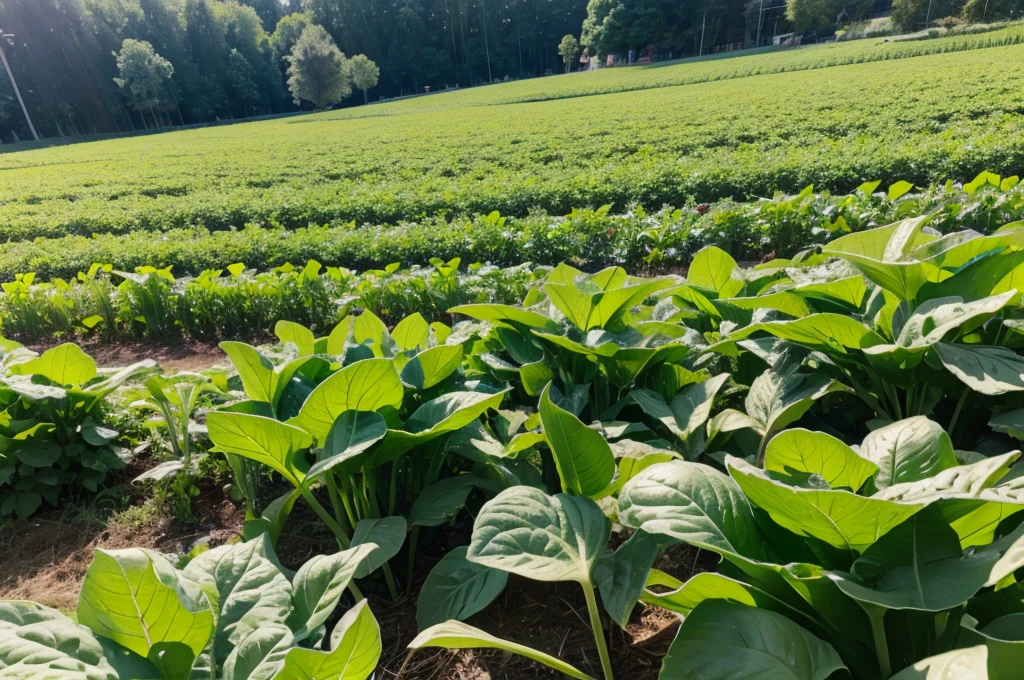 Close up shot of vegetable fields
