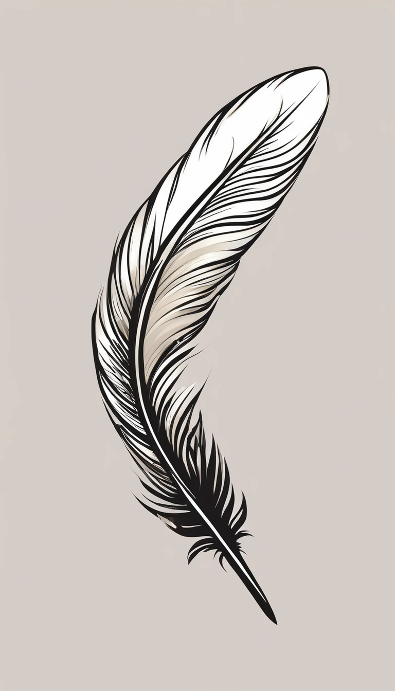 A minimalist, fantastic, poetic, dreamy, captivating, memorable, masterpiece, modern, simple logo design of a boy and a feather for the brand “Penamemoria". The logo must convey a sense of music, stories and dreams. Minimalistic logo design of a boy and a feather.