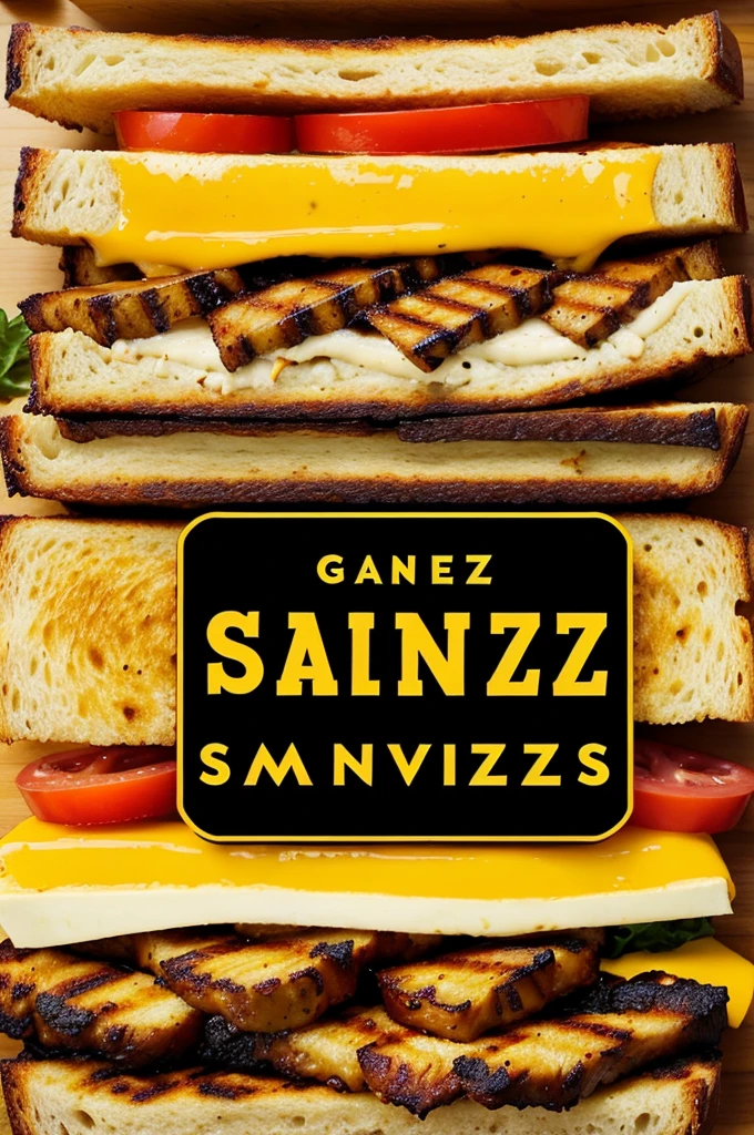/imagine Create a modern and playful logo for a grilled sandwich restaurant named "GRILLWILD SANCHEZZZ". The logo should feature elements that symbolize grilled sandwiches, such as a sandwich with grill marks or grilling utensils like a spatula or tongs. Use warm, appetizing colors like red, orange, and yellow. The restaurant name "GRILLWILD SANCHEZZZ" should be written in bold, easy-to-read font below the main graphic. Ensure the design is versatile and can be used in various sizes and formats.
