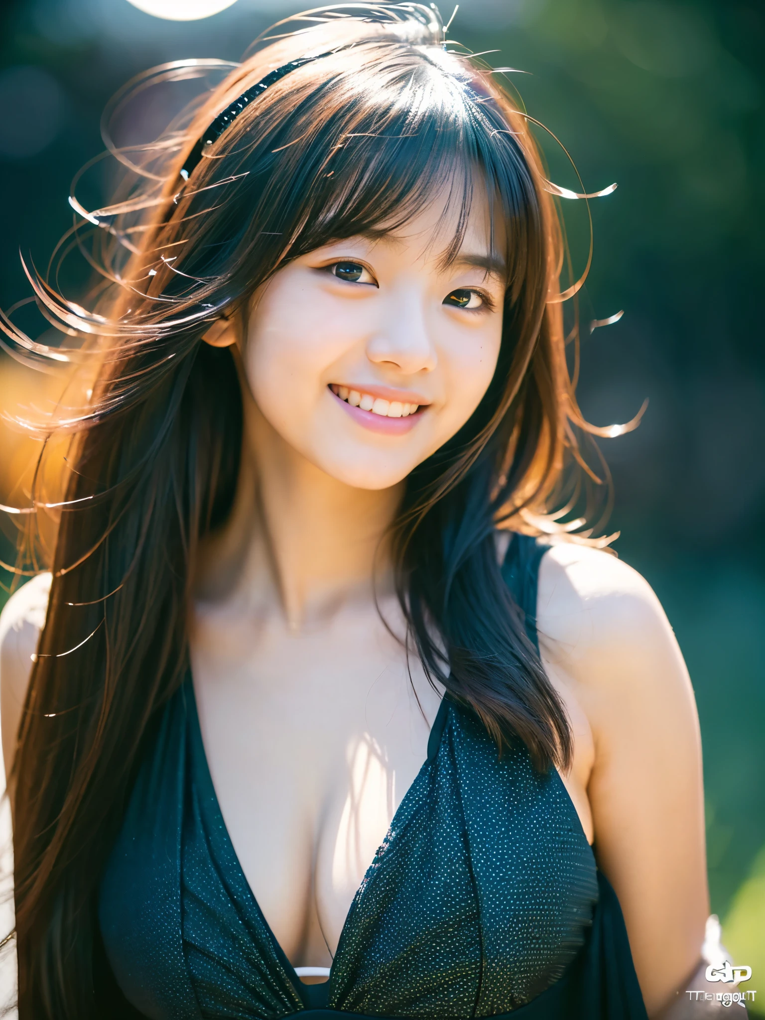 A very cute face like an idol、One 20-year-old woman with a youthful appearance、Smile a little、(Cleavage)、((Beautiful starry sky at night))、(((Textured skd, front lightindg, F/1.0mm, fujifilm G FUX50R, In Reg)))、((Very dark))、((Drawn angle of view))、RAW Photos、Genuine、live-action、(Artistic Expression)、High resolution、masterpiece
