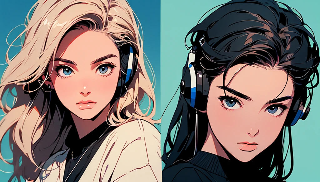2D illustration, アニメ, Manga style, whole body,ASİAN, Bishamon from noragami, 1 Girl, Big Hair, Shortcuts, {{full name eyes}}, create, High resolution, masterpiece, Highest quality, High detail, High detailed eyes, Grain Filter, Detailed Lips, High resolution, Super detailed, Portraiture, Realistic ratio, Anatomically correct, Beautiful young woman, Erin Moriarty pairing:0.7, joey king:0.5, Sydney Sweeney:0.whole bodyポートレート, Illustrator, アニメ , Realistic ,sketch , 1 Girl, ,Lip, hoodie,Order, Blue gradient background, Neon Hair,Textured Trim, (masterpiece,Highest quality), lofi, Battle DJ girl in HIPHOP fashion wearing DJ headphones
