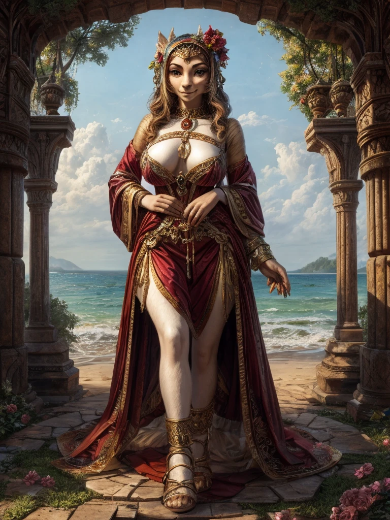 Woman  bird and  breast full body 