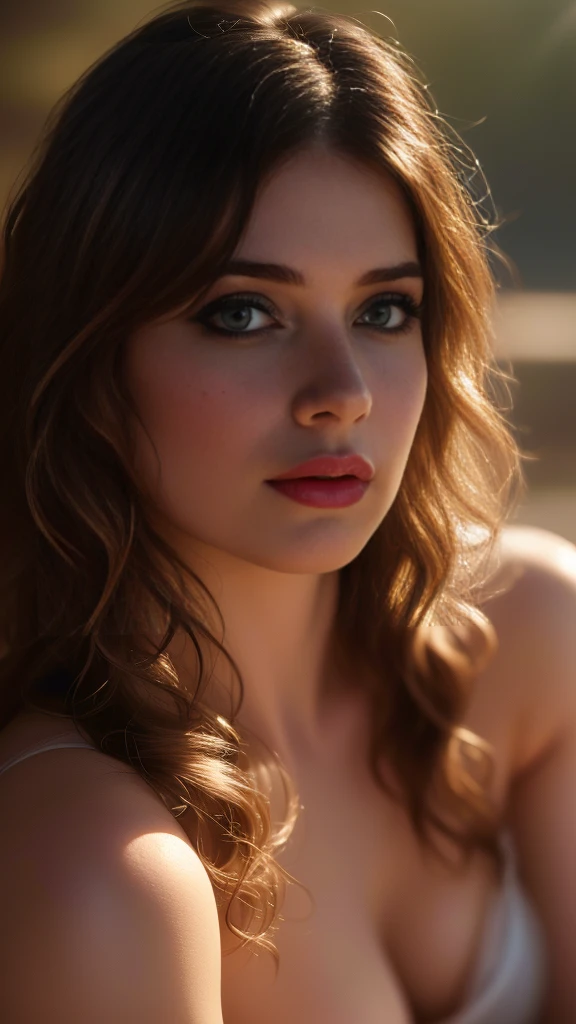 (((ultra realistic))) Photo, masterpiece, top quality, (pale skin), (Ultra detailed face and eyes:1.3), 1 girl, Adult, in a T-shirt, (Eye makeup, mascara) , ((large detailed lips)), ((ash wavy hair)), ((Chyolka)) , (Natural breasts), Slim waist. ((Posing)), photoshoot, studio (soft lighting), (The play of light and shadows), depth of field, bokeh, (special attention to skin detail: 1.2), Detailed leather texture, skin pores. (Airy atmosphere of the frame. Color range - delicate, Bright, white, Pink tones), UDR, ((Film grain)), ((rays)), ((glare of the sun)), ((waist up portrait, close to the camera)) , ultra detialed,