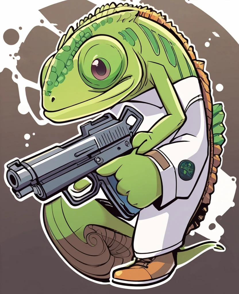 patch，An illustration，Chameleon holding a gun