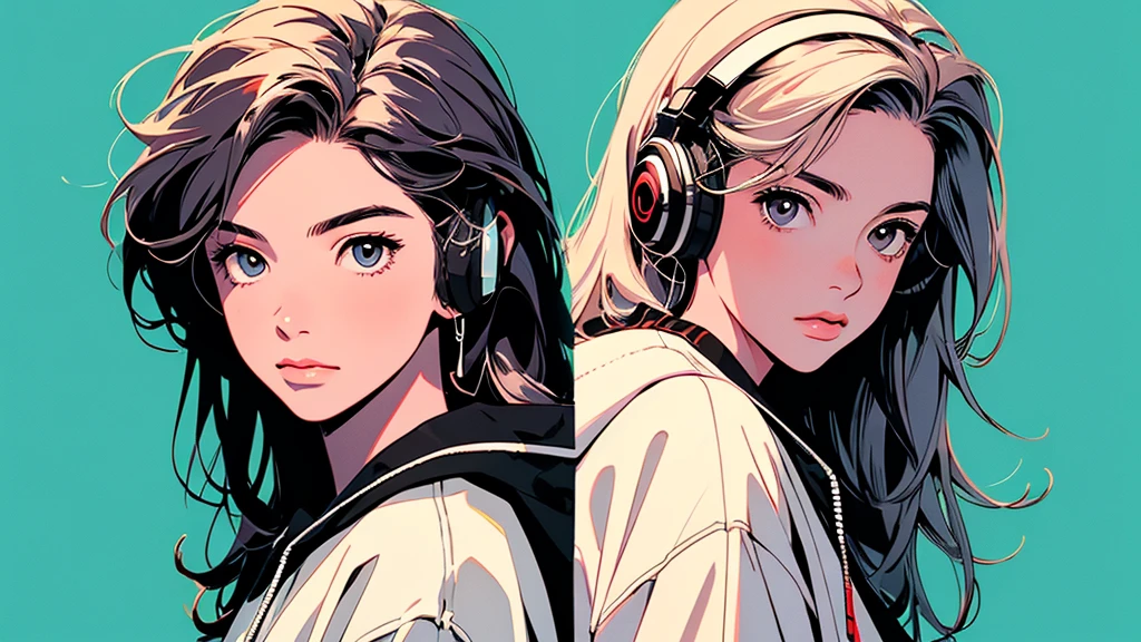 2D illustration, アニメ, Manga style, whole body,ASİAN, Bishamon from noragami, 1 Girl, Big Hair, Shortcuts, {{full name eyes}}, create, High resolution, masterpiece, Highest quality, High detail, High detailed eyes, Grain Filter, Detailed Lips, High resolution, Super detailed, Portraiture, Realistic ratio, Anatomically correct, Beautiful young woman, Erin Moriarty pairing:0.7, joey king:0.5, Sydney Sweeney:0.whole bodyポートレート, Illustrator, アニメ , Realistic ,sketch , 1 Girl, ,Lip, hoodie,Order, Blue gradient background, Neon Hair,Textured Trim, (masterpiece,Highest quality), lofi, Battle DJ girl in HIPHOP fashion wearing DJ headphones