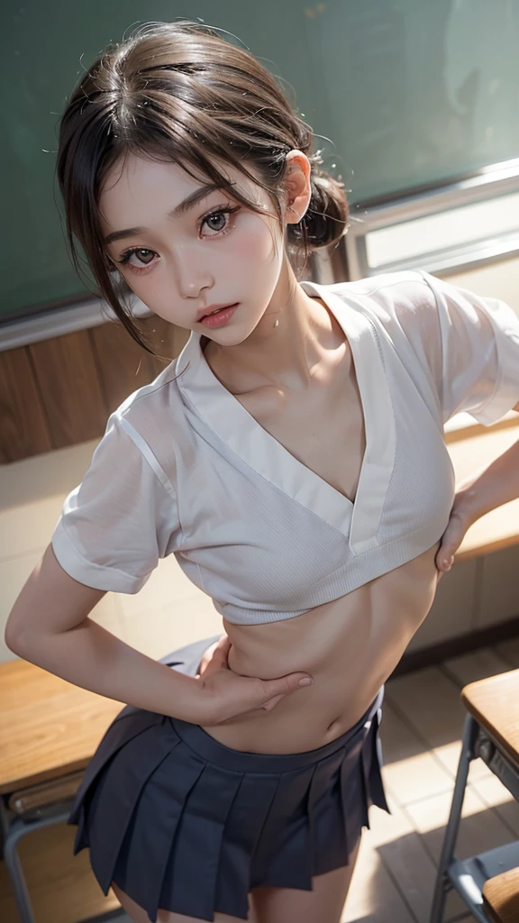 (((((())))))、Aya Ueto : 1.2、A charming face、Young face、(((beautiful girl)))、(((A beautiful woman)))、Beautiful woman、Cute woman、Innocent face、((Ultra-detailed face))、((Detailed lips))、((Detailed eyes))、((double eyelid))、(((Beautiful Face)))、(((Beautiful, well-shaped eyes)))、(((Beautiful, well-shaped lips)))、Very Short Hair、ponytail、Pixie cut、BREAK、、BREAK、((Wearing school uniform))、BREAK、8 heads、(((slender)))、(((Slim body)))、(((Thin body)))、(((Slim woman)))、(((Flat Chest:1.2)))、BREAK、Photographic quality、Natural light、(フォトRealistic:1.4)、(Highest quality:1.2)、(Ultra-high resolution:1.2)、8K、RAW Photos、Realistic、High Detail、Film Grain、Detail Skin、Symmetrical、Delicate skin、Real human skin、pores、Super detailed、Detailed、(masterpiece : 1.2)、Thin face、Sharp Face、Small Face、Small face、Narrow shoulders、Small shoulders、Small shoulders幅、Slim shoulders、Narrow shoulders幅、Beautiful Japanese Woman、Beautiful Korean Woman、Slim womanモデル、Young Gravure Idol、Realistic young gravure idol、Young Sensual Gravure Idol、Young Pretty Gravure Idol、Japanese Model、Young Gravure Idol、((From the knee up))、((((((She opens her school uniform to show her small breasts))))))、(Legs open to show underwear)、((Leg spread))、(arms behind back:1.0)、having sex、Expressions of ecstasy : 1.4、(((Squirting)))、missionary position, spread legs, legs up、Her butt is facing me
