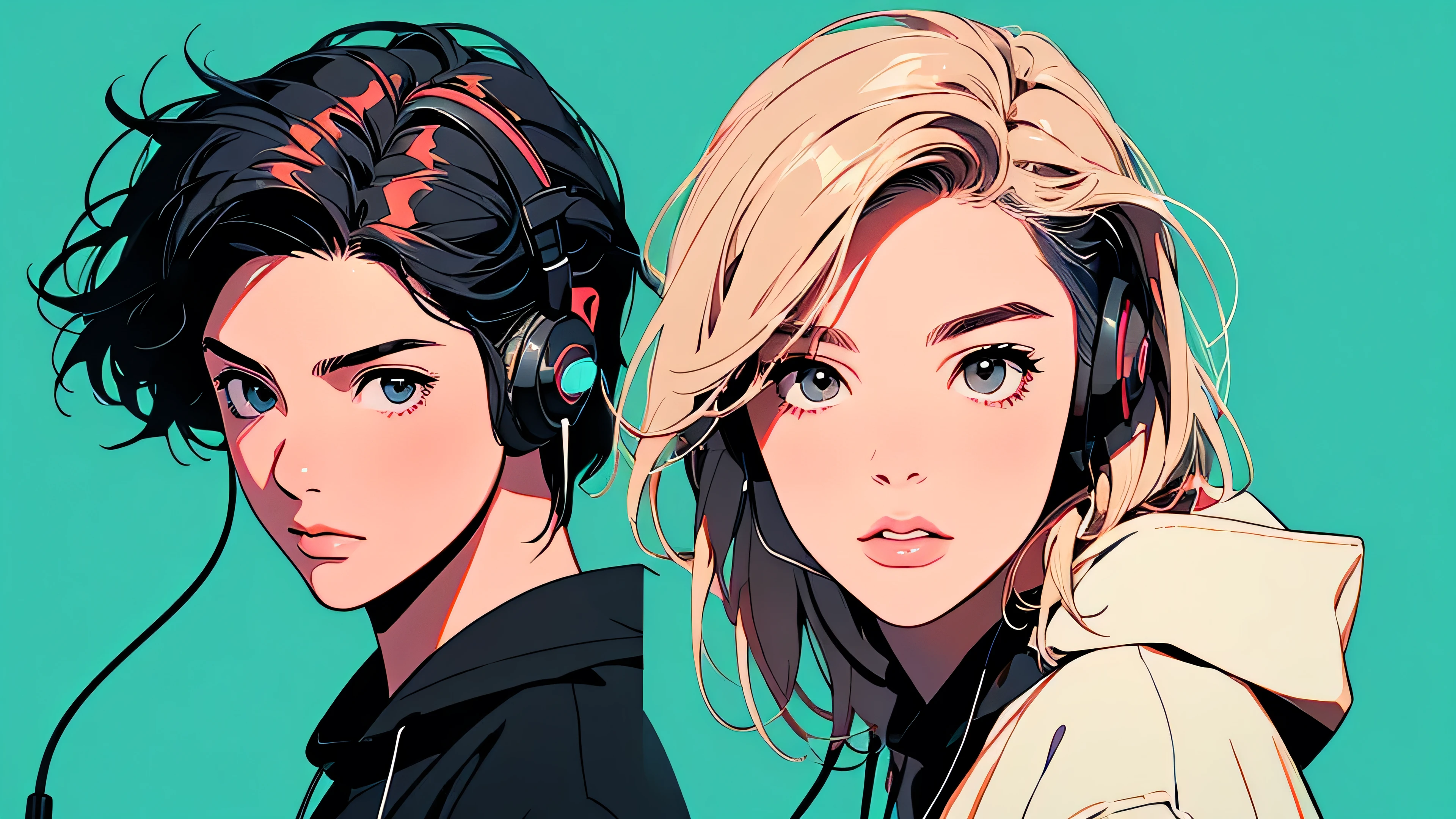 2D illustration, アニメ, Manga style, whole body,ASİAN, Bishamon from noragami, 1 Girl, Big Hair, Shortcuts, {{full name eyes}}, create, High resolution, masterpiece, Highest quality, High detail, High detailed eyes, Grain Filter, Detailed Lips, High resolution, Super detailed, Portraiture, Realistic ratio, Anatomically correct, Beautiful young woman, Erin Moriarty pairing:0.7, joey king:0.5, Sydney Sweeney:0.whole bodyポートレート, Illustrator, アニメ , Realistic ,sketch , 1 Girl, ,Lip, hoodie,Order, Blue gradient background, Neon Hair,Textured Trim, (masterpiece,Highest quality), lofi, Battle DJ girl in HIPHOP fashion wearing DJ headphones