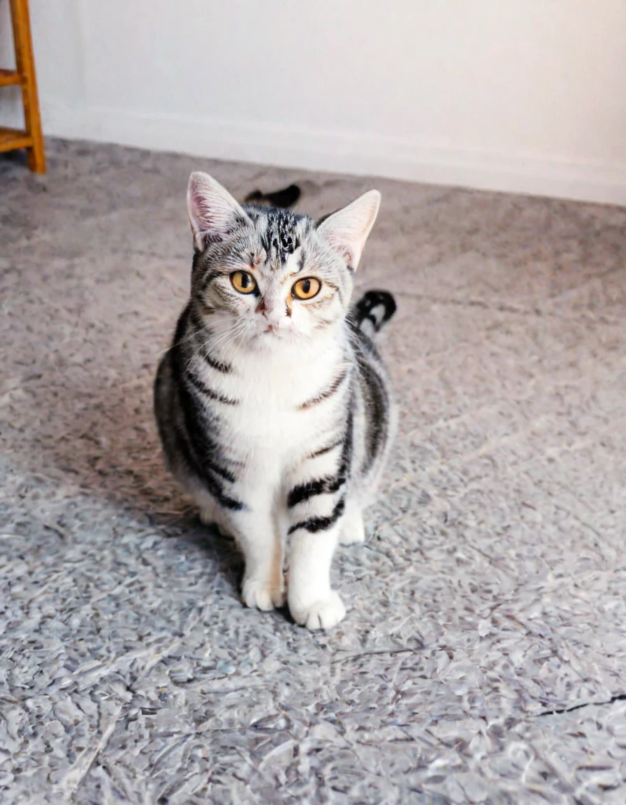 American Shorthair cat sunbathing in the most adorable way