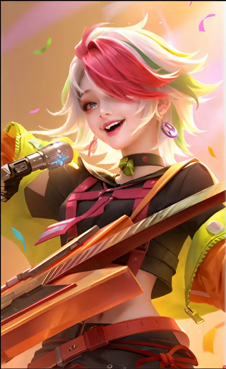 cyber punk, school girl, Beautiful collarbone, smile