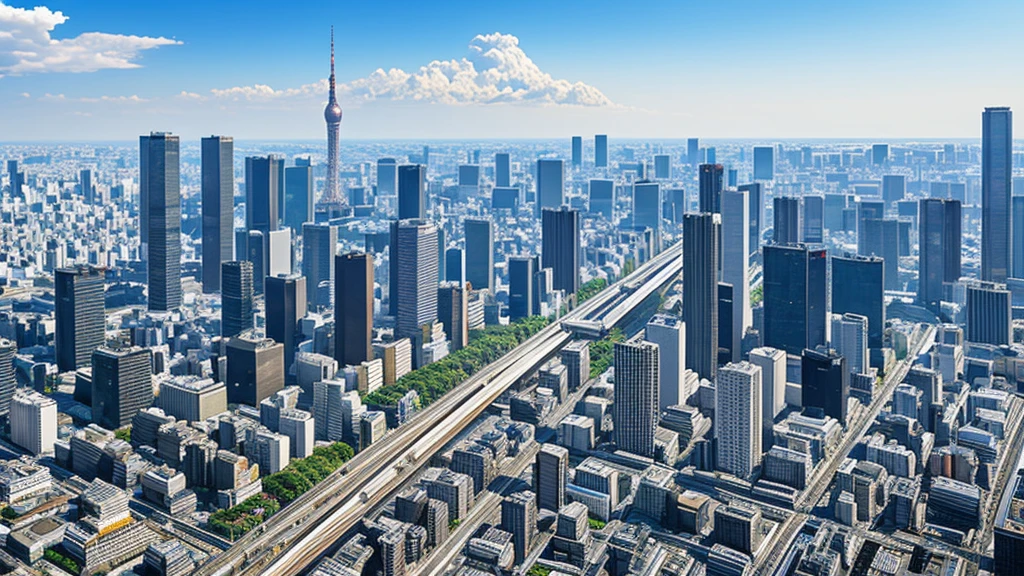new tokyo、metropolis、Street scene、Clean Digital Art、Futuristic City
