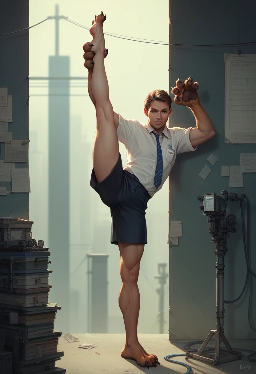   [32k|16k|best-quality], professional photo , ,  
 Physics, Zoology, Animal limbs, Strong single leg, Tension, Tension for sports , Science, Tension for sports ,Wall Splits, Wall Stand,  One leg up and down, from left to right, HD, 8K, 