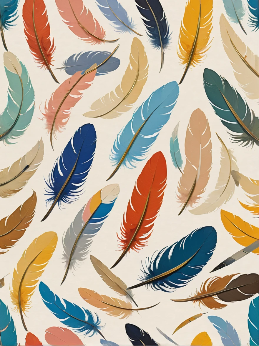 ral-colorswirl,Euan Uglow Style Page,p1c4ss0,Canvas with random brushstrokes,8K,masterpiece,Award-winning art,Abstract canvas with brushstrokes that look like feathers,Impressionism, Multiple feather arrangements