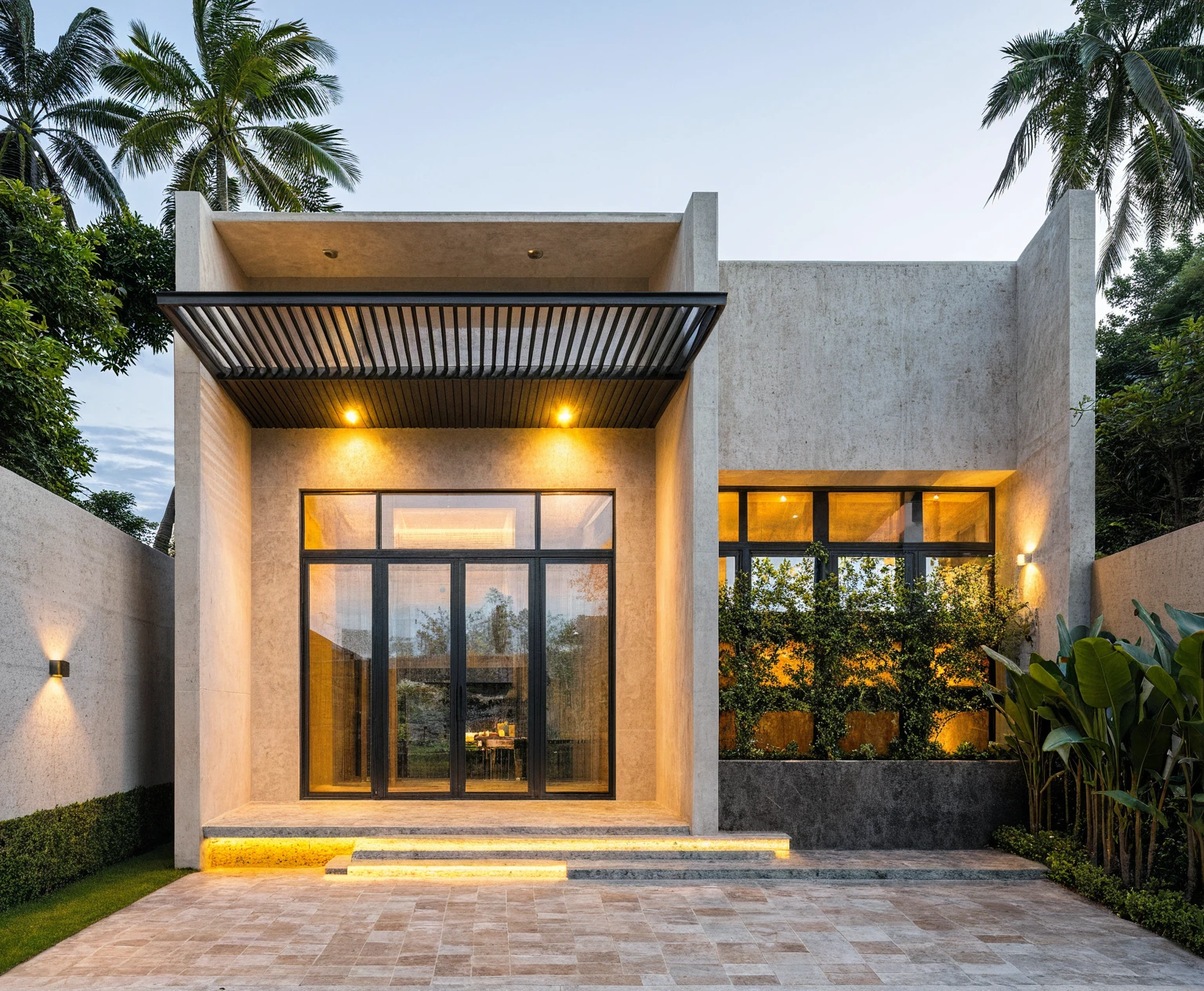 chef-d'artwork, high quality, best quality, authentique, Great detail, en plein air, villa de plain-piedXL, credit group, style de maison moderne dans la rue ,escaliers, mur blanc ,route,pavement, herbe, des arbres, ciel, nuage, (day light:1.1)