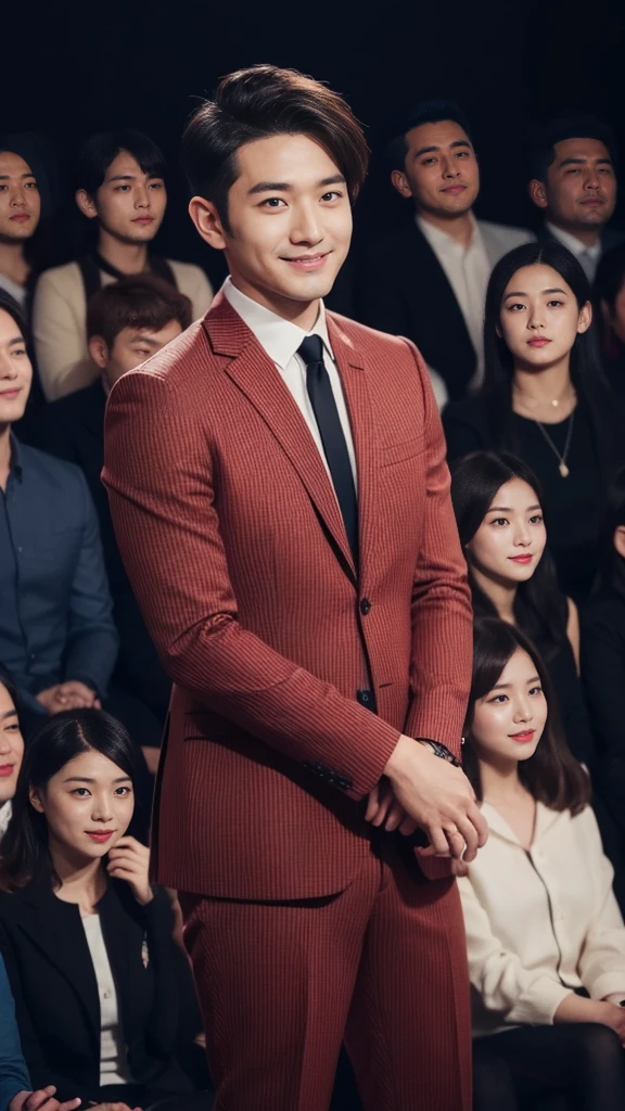 Crimson striped suit、 Handsome 30 year old scientist、The hair is in order..No short beard.no beard. (A handsome young man in an S-Class suit.)、 Japanese male, 30 years old、 merchant、 Luxury dress、 office、 stand up in suitSHandsome young man、 full body image、 (ภาพถ่ายที่มีรายละเอียดhigh CG Unity 8K)、 (very detailedSHandsome young manในชั้นเรียน)、 (The photos are real.)、 ((คุณภาพhighสุด))、 Awesome detailasterpiece)、 คุณภาพhighเป็นพิเศษ、 high、 audience、 gentleman、 I'm beautiful.、 short hair、 Vivid photos、 Handsome like a model、 Handsome like an idol、 Luxury watches、 Eyes balanced looking at the audience with a slight smile