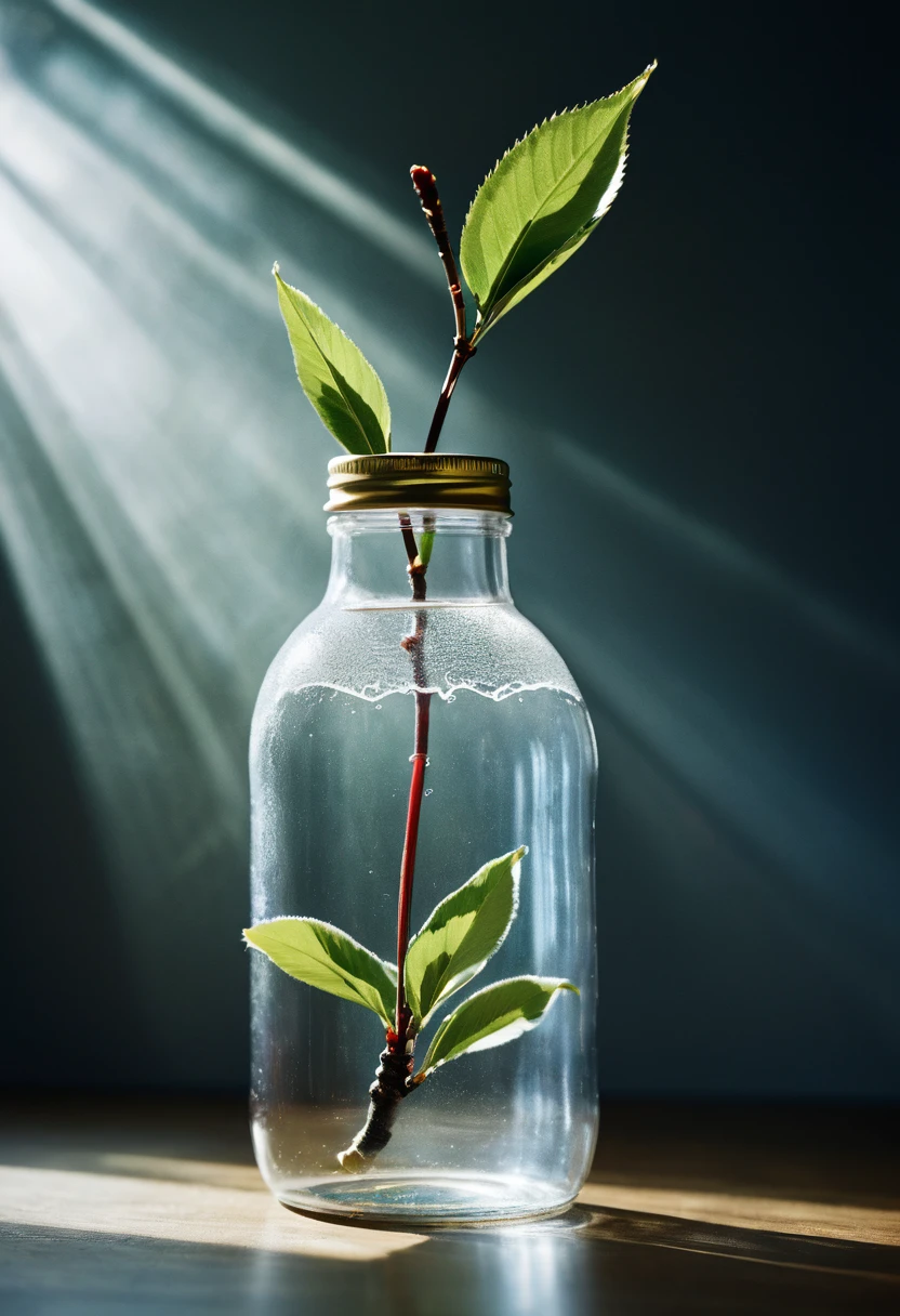 Cherry tree in a bottle, Fluffy, Practical, Atmospheric light refraction, photography：lee jeffries, Nikon d850 film stock photos 4 Kodak portra 400 camera f1.6 shots, Rich colors, ultra Practical Practical textures, Dramatic Lighting, Unreal Engine Trending on ArtStation cinestill 800, Style - Glass