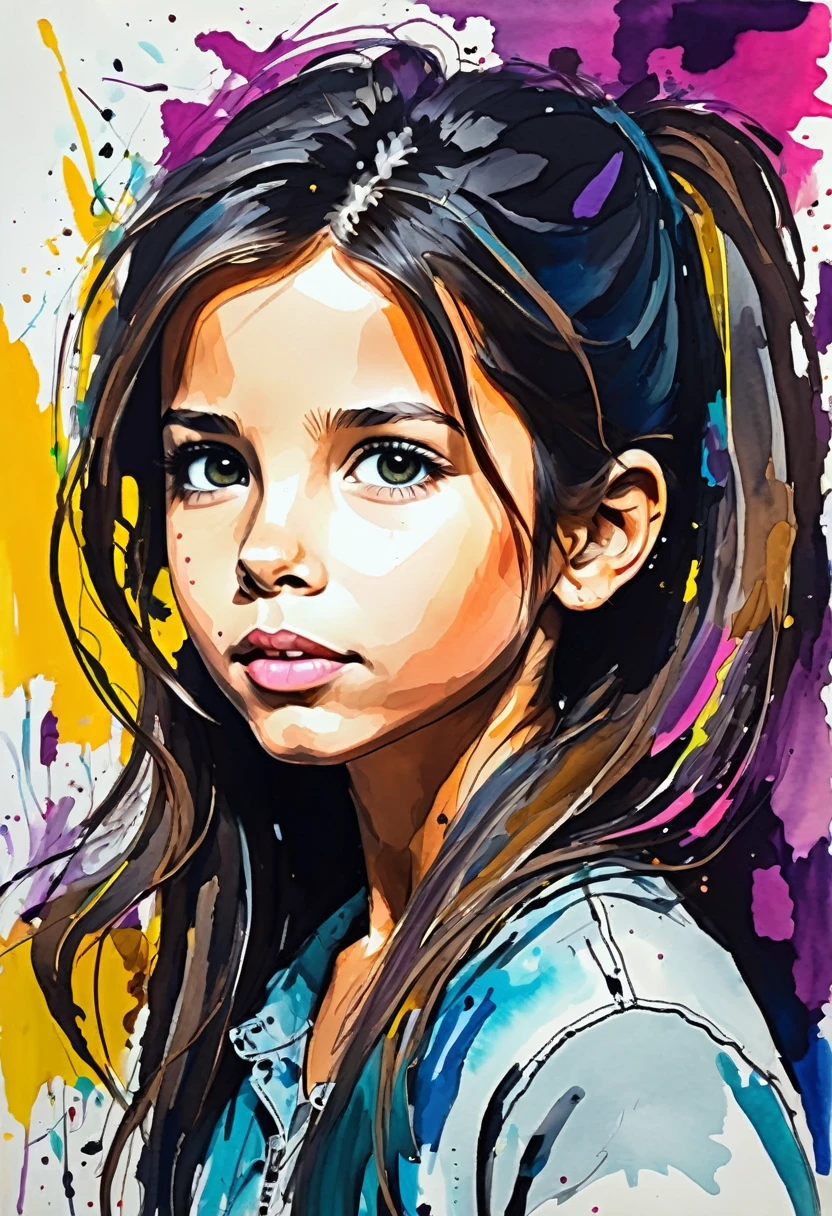 Cute little Victoria Beckham, The plot from the clip "Viva Forever", Позирование viva, ((Arthur-Adams style)), Palette knife-oil painting, Detailed Illustration, ((Best Quality, tmasterpiece)), Extreme detailing, 8K