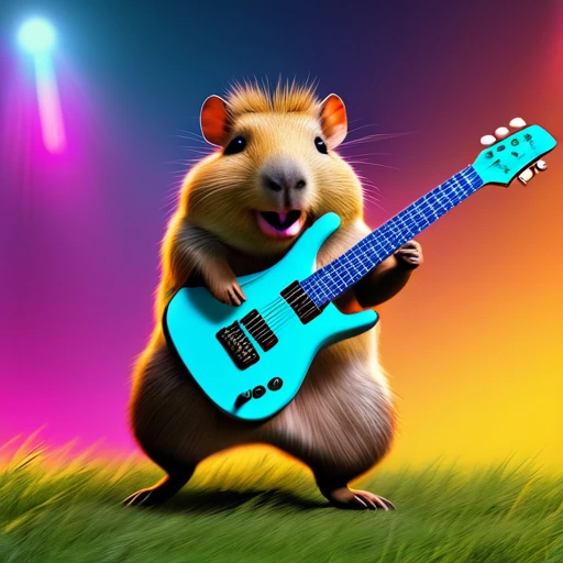 (best quality,4k,highres,masterpiece:1.2),ultra-detailed,(realistic,photorealistic,photo-realistic:1.37),parody,capybara,crazy punk rock capybara,capybara with electric guitar,punk rock style, Cherokee hairstyle,colorful fur,jumping from scene
psychedelic style  psychedelicstyle