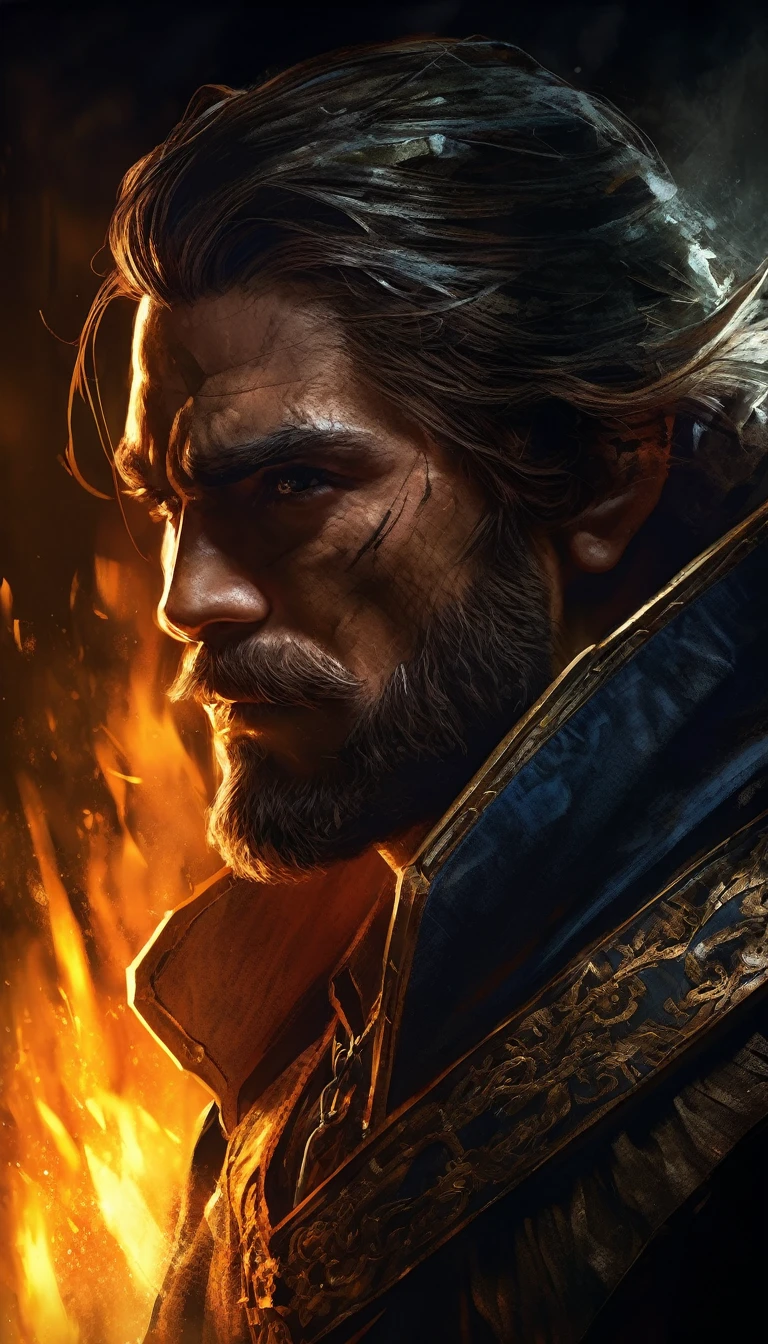 A sinister, brooding portrait of an antihero from The Legend of Zelda universe, dark fantasy, dramatic lighting, chiaroscuro, moody atmosphere, intricate details, sharp focus, high resolution, photorealistic, cinematic composition, dynamic pose, intense gaze, malevolent expression, rugged features, tattered clothing, menacing aura, haunting beauty, digital painting, concept art style