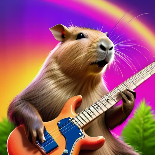 (best quality,4k,highres,masterpiece:1.2),ultra-detailed,(realistic,photorealistic,photo-realistic:1.37),parody,capybara,crazy punk rock capybara,capybara with electric guitar,punk rock style, Cherokee hairstyle,colorful fur,jumping from scene
psychedelic style psychedelicstyle