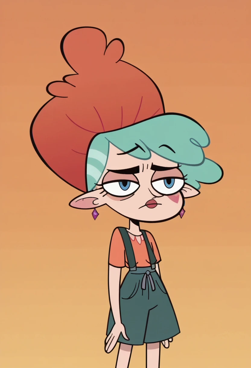 score_9, score_8_up, score_7_up, score_6_up, score_5_up, 1girl, Janna Ordonia,
orange background, svtfoe style,
