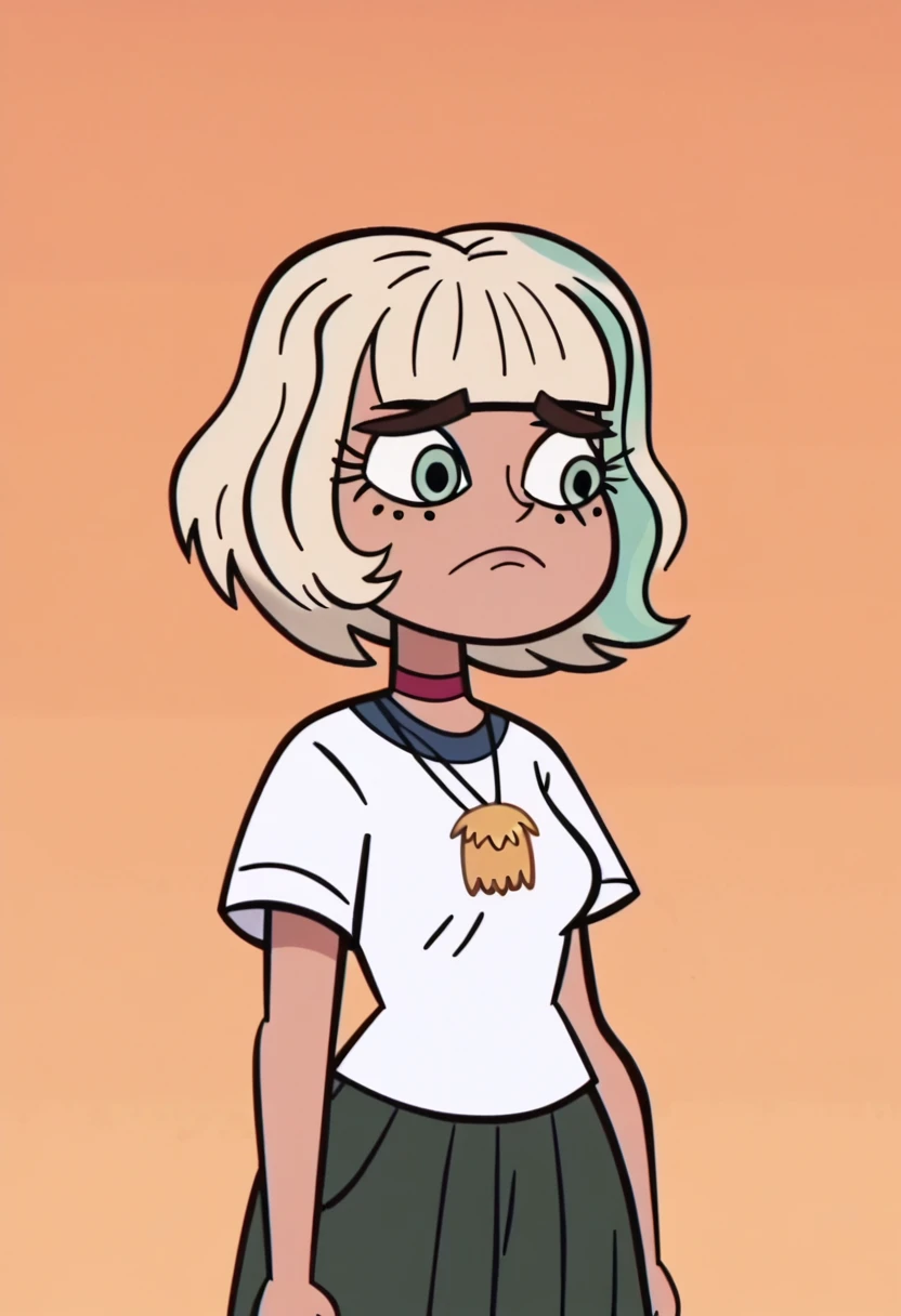 score_9, score_8_up, score_7_up, score_6_up, score_5_up, 1girl, Jackie Lynn Thomas,
orange background, svtfoe style,