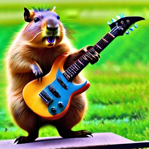 (best quality,4k,highres,masterpiece:1.2),ultra-detailed,(realistic,photorealistic,photo-realistic:1.37),parody,capybara,crazy punk rock capybara,capybara with electric guitar,punk rock style, Cherokee hairstyle,colorful fur,jumping from scene
psychedelic style  psychedelicstyle