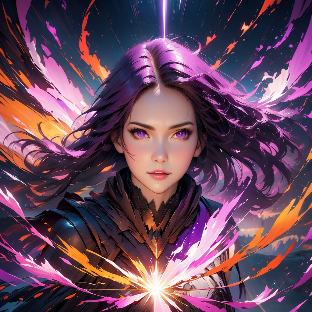 A captivating Dutch-shot of dark-skinned, his magnificent  crystalline purple eyes awakening and emitting a radiant reflective purple light, against a background of falling crow's feathers, 4k, UHD, HDR, ultra-detailed, realistic, photorealistic, sharp focus, physically-based rendering, vivid colors, studio lighting, masterpiece