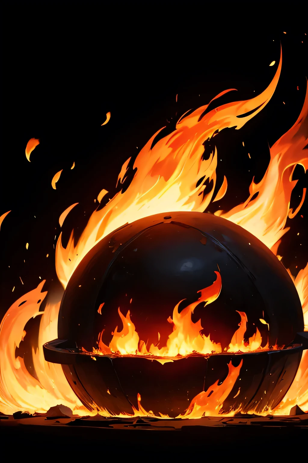 Small flames, black background
