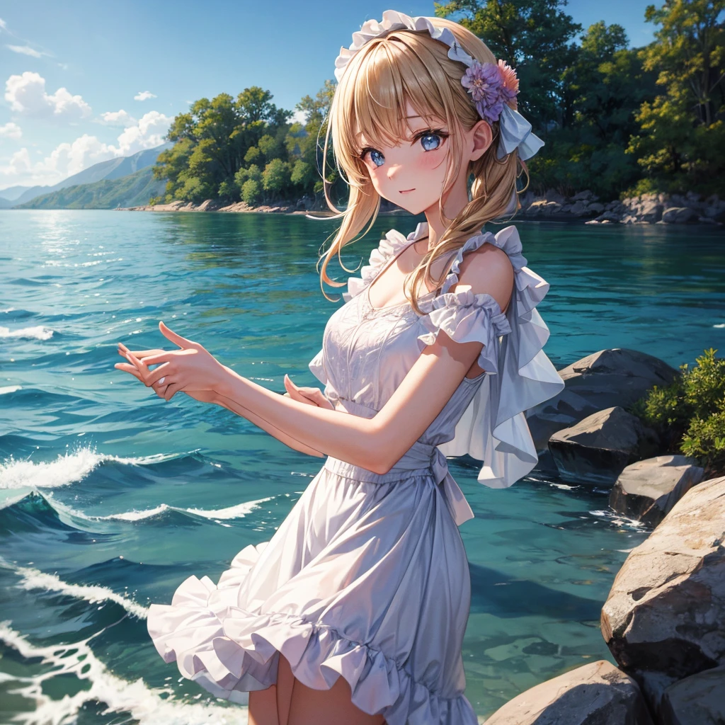 The girl dance on the water