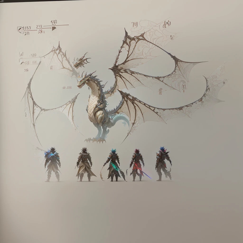 Concept Art, Huge dragon,Dragon made of mathematical symbols,Clear texture,,Five children fighting a dragon,Mathematical symbols in the background,Glowing math formulas,Cyberpunk